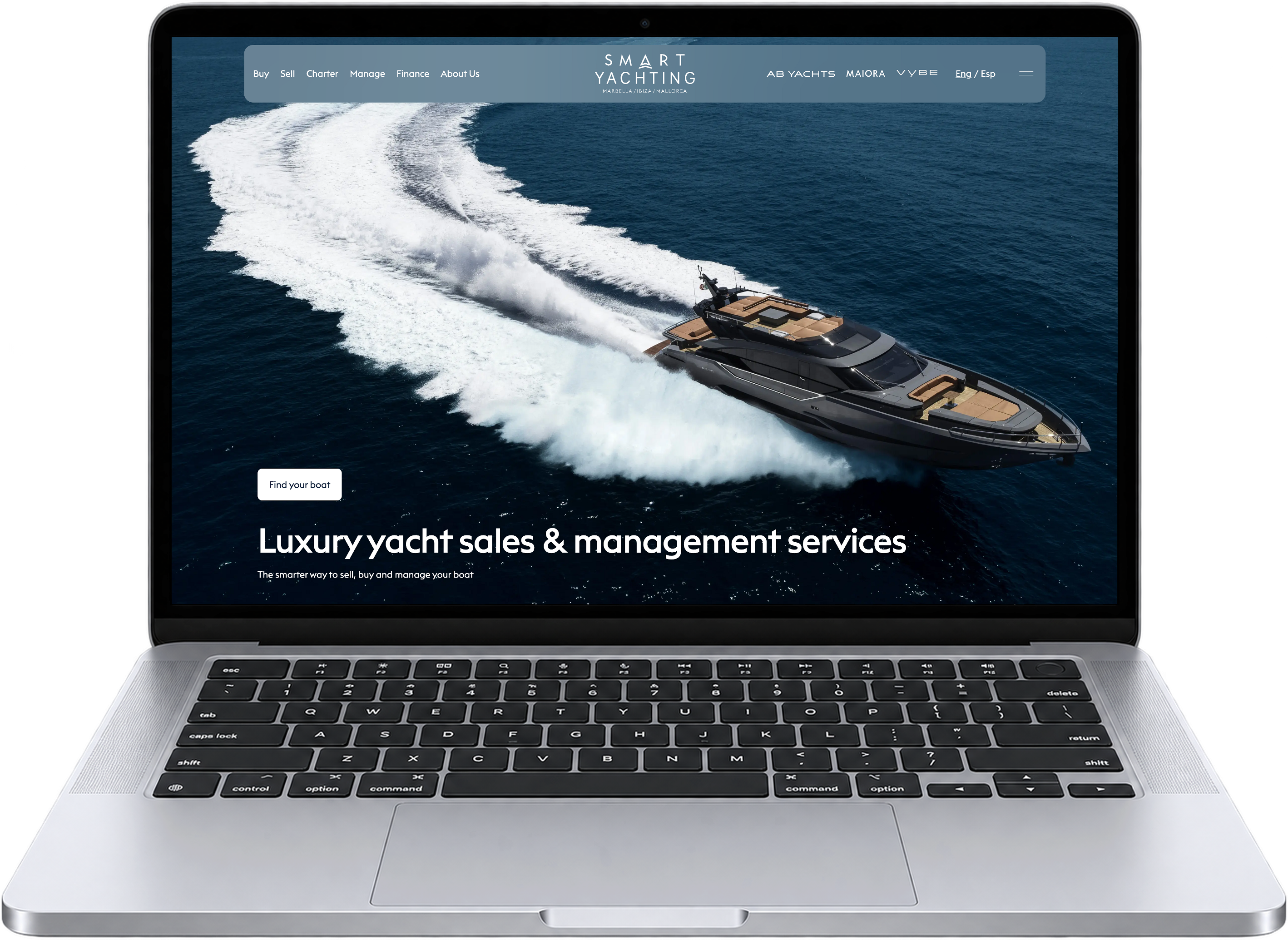 Homepage Smart Yachting na MacBooku