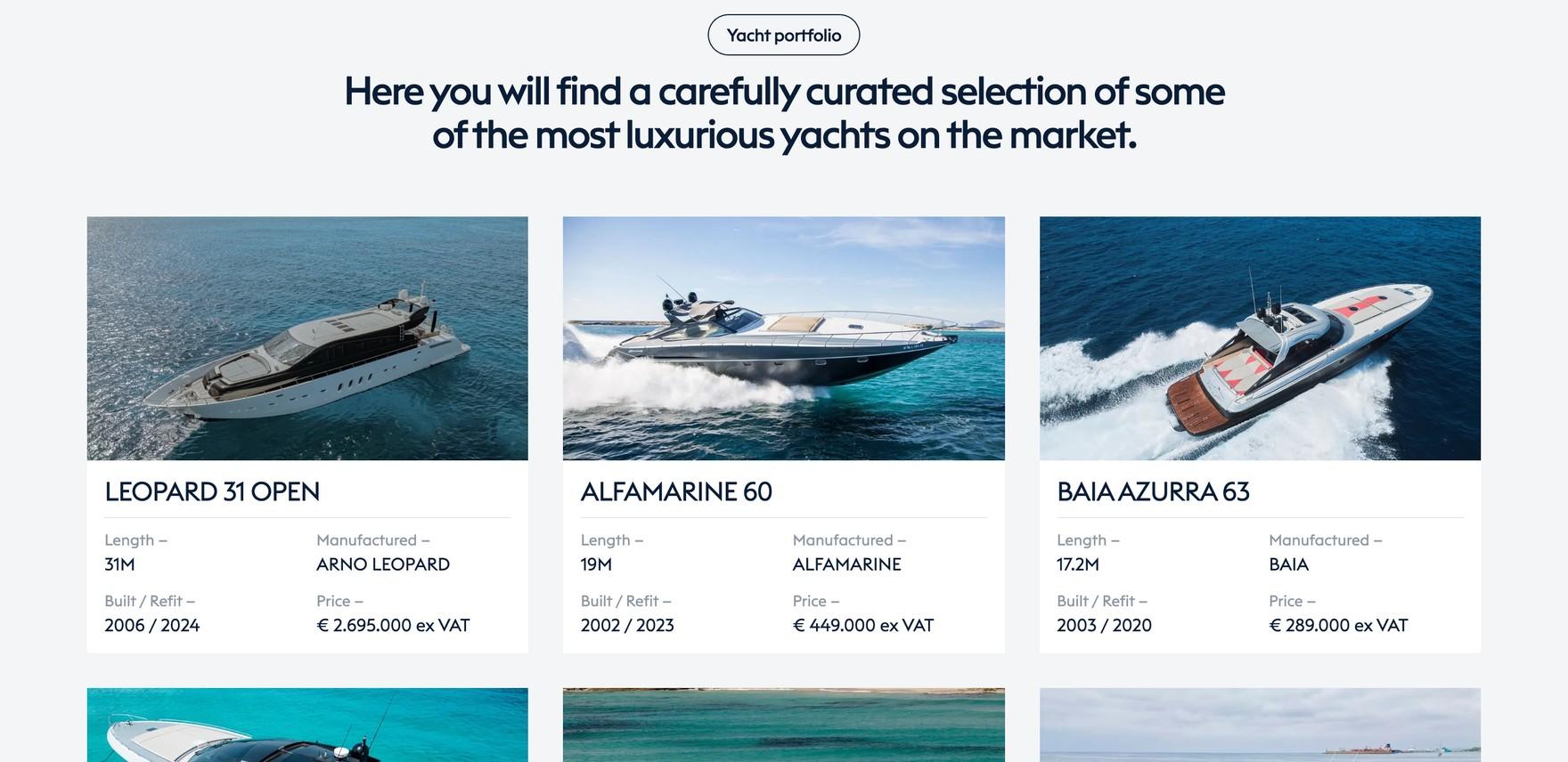 Výpis flotily Smart Yachting s parametry a cenou u každé lodi