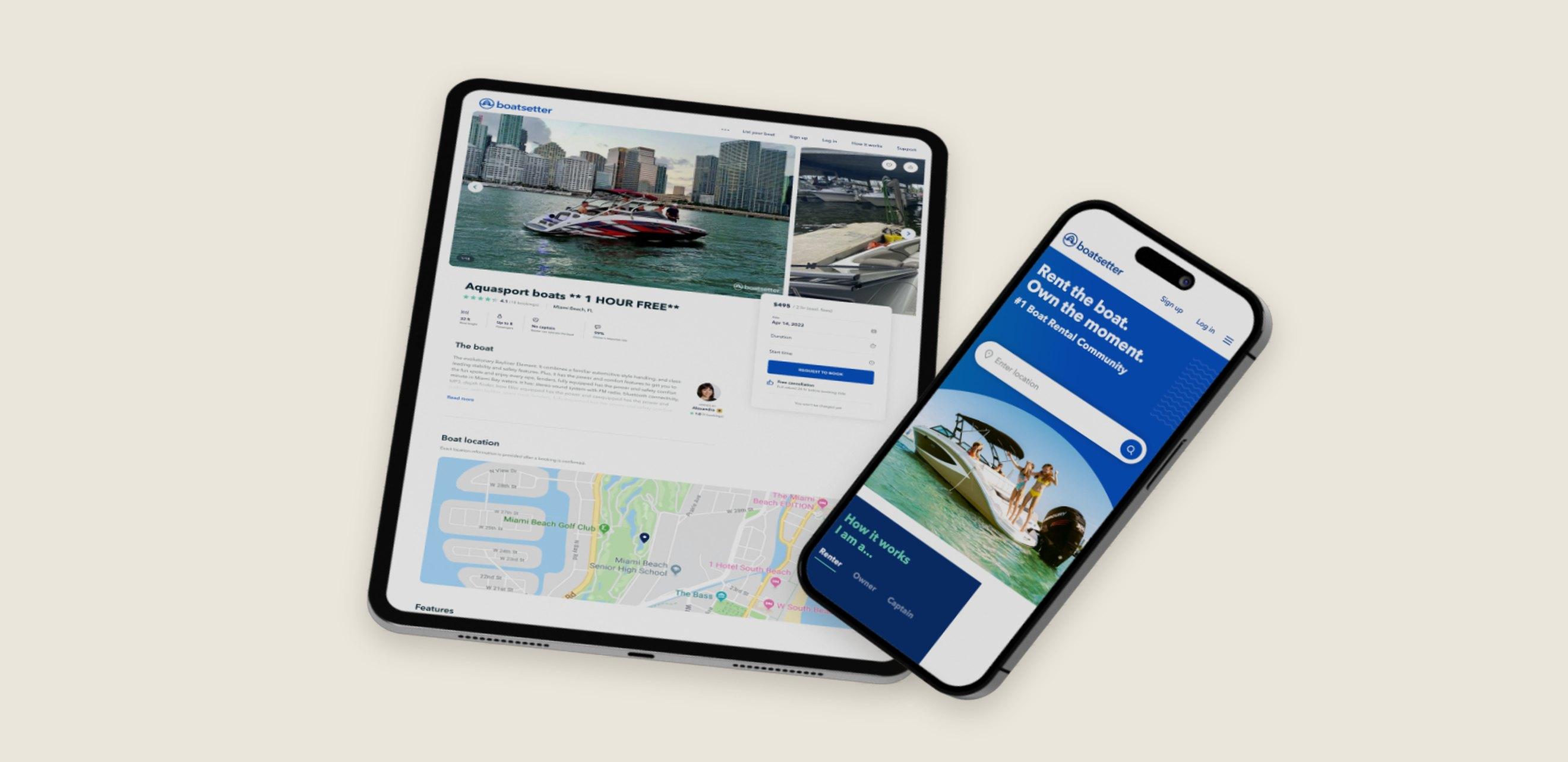 Detail lodi s rezervačním panelem a mobilní verze marketplace