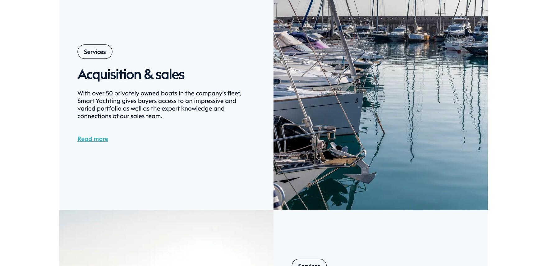 Sekce služeb Smart Yachting — prodej a správa lodí